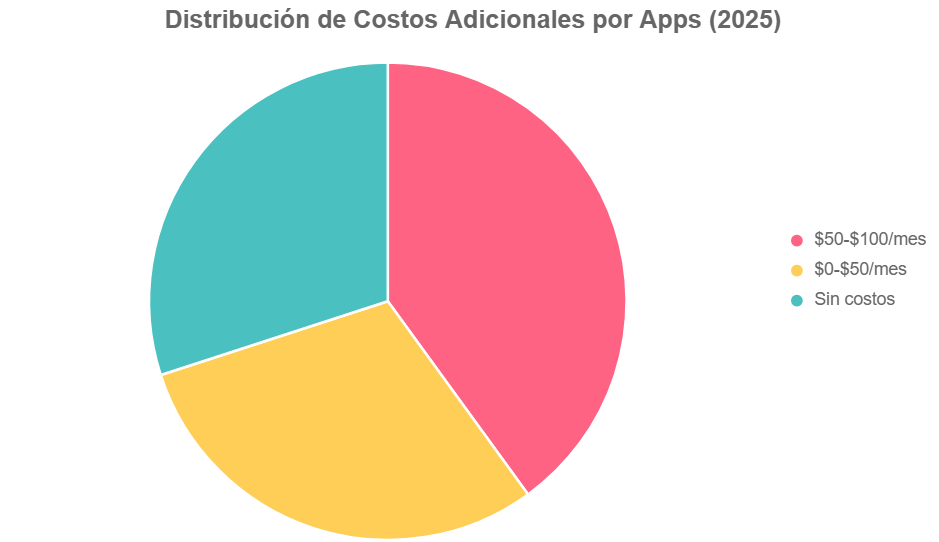 Gráfico de distribución de costos adicionales por apps