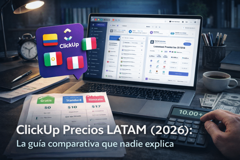 ClickUp precios LATAM 2026 mostrando comparación de planes y costos en dólares para equipos y profesionales en Latinoamérica