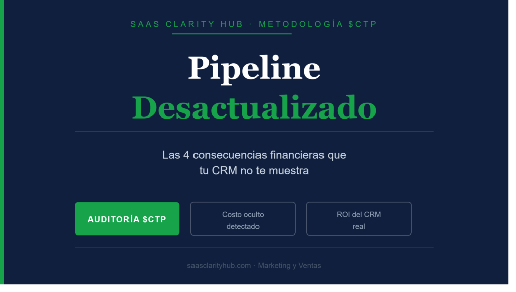 Infografía de SaaS Clarity Hub sobre las 4 consecuencias financieras del pipeline de ventas desactualizado que el CRM no muestra